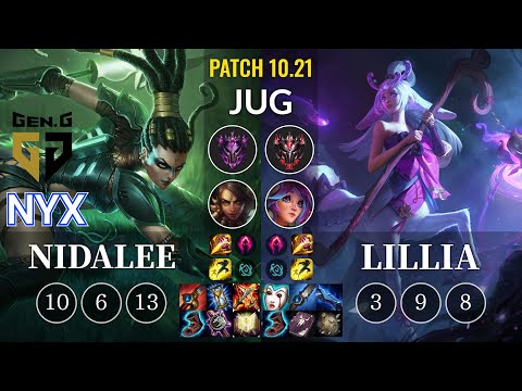 GEN Nyx Nidalee vs Lillia Jungle - KR Patch 10.21