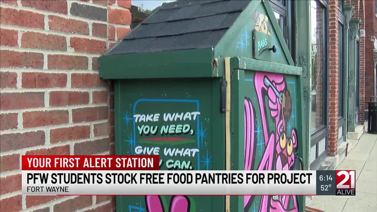Purdue Fort Wayne students stock free food pantries for project