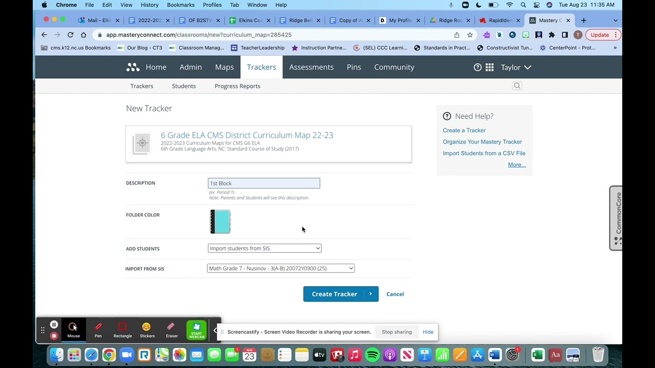 MasteryConnect Tracker Set Up