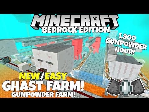 Minecraft Bedrock: NEW Ghast Farm Tutorial! 1,900 Gunpowder/Hour! MCPE Xbox Ps4 PC Switch