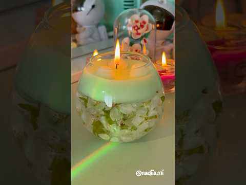 Water Candle DIY with Flowers | ASMR Glow Up🤍✨🟢