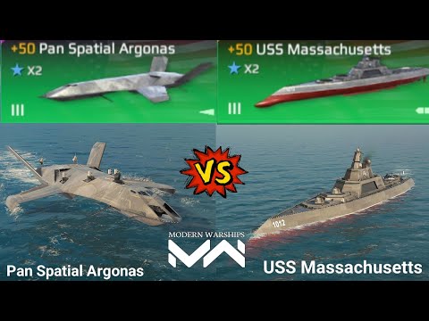 Modern Warships Pan Spatial Argonas Vs USS Massachusetts. 1vs1 battle