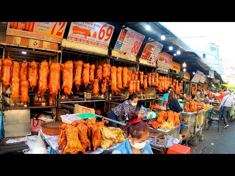 Phnom Penh Busy Market, Morning Walk at Orussey Market, Cambodia Market Street Food Tour