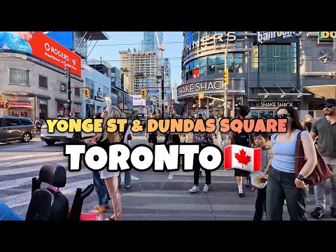 Toronto 🇨🇦 Saturday Yonge Street Downtown Walking Tour Canada 4k