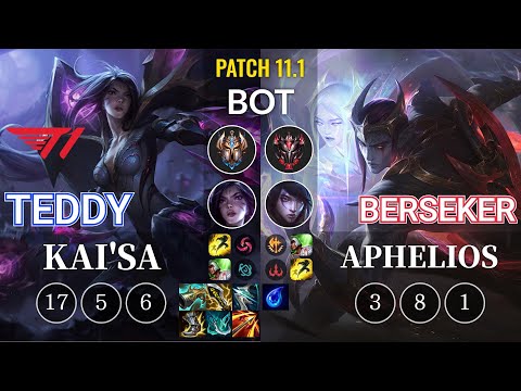T1 Teddy Kai'Sa vs Berseker Aphelios Bot - KR Patch 11.1