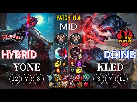 KT HyBriD Yone vs FPX Doinb Kled Mid - KR Patch 11.4
