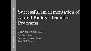 Successful Implementation of AI and Embryo Transfer Programs for Sheep and Goats