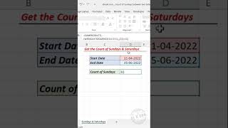 Excel formula to Count the Weekends between two dates