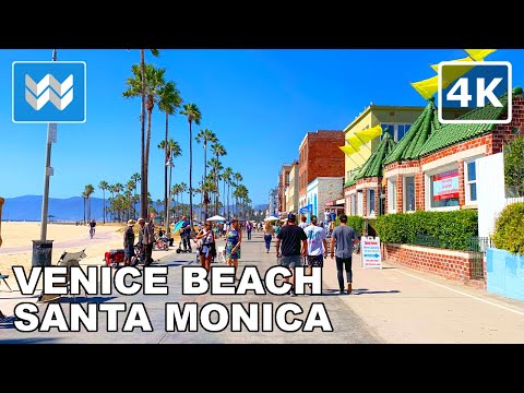 [4K] Venice Beach to Santa Monica Pier Walk in Los Angeles, California - Walking Tour & Travel Guide