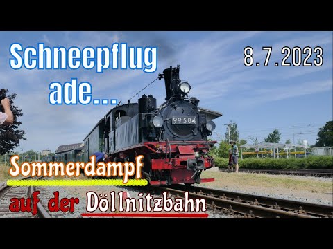 Schneepflug ade... | Sommerdampf mit 99 584 auf der Döllnitzbahn | 8.7.2023