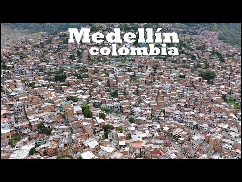 Aerial view of Comuna 13 in Medellín, Colombia, one of the most beautiful places in the country.