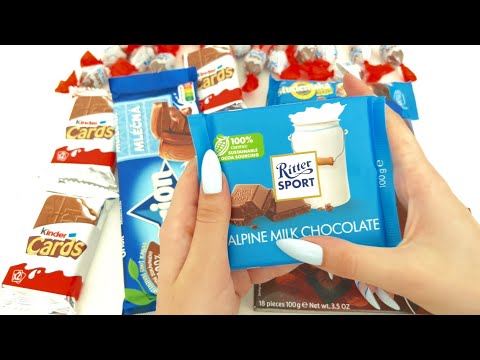 New Satisfying Video with Some Lot's of Candy | Unpacking Ritter Sport Alpine Milk Chocolate ASMR