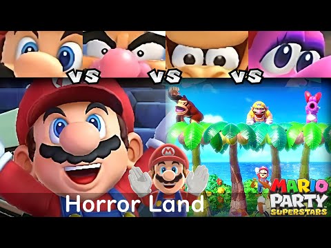 Mario Party Superstars Mario vs Wario vs Donkey Kong vs Birdo in Horror Land
