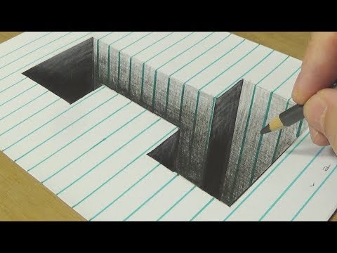 How to Draw Number One Hole - Drawing Hole Illusion in line Paper with Pencil
