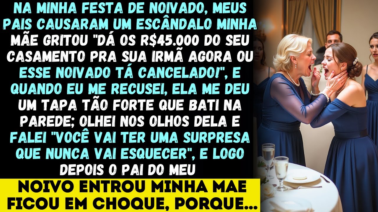 Minha mãe me deu um tapa no meu noivado porque eu me recusei a dar pra minha irmã o dinheiro...