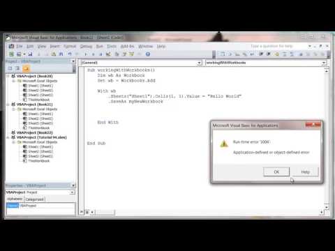 Excel 2010 VBA Tutorial 94   Create a New Workbook