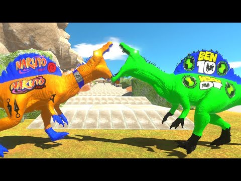 NARUTO SPINOSAURUS vs BEN 10 DEATH CLIMB - Animal Revolt Battle Simulator