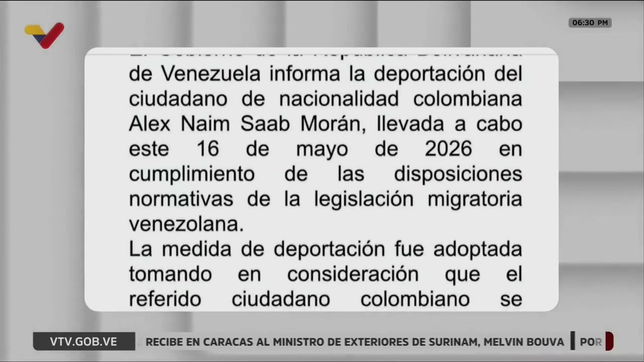 Alex Saab es deportado a Estados Unidos, 16 de mayo de 2026