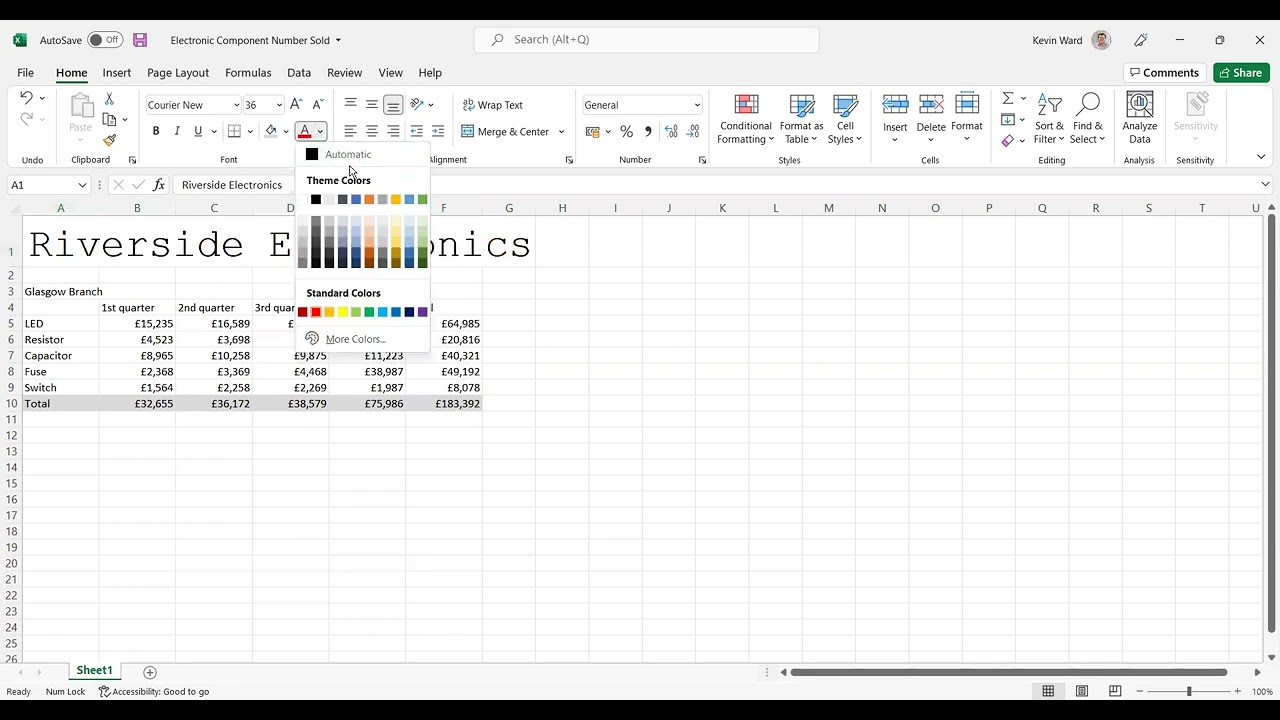 Excel   Formatting text