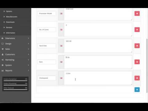 Using and creating Attribute templates Opencart