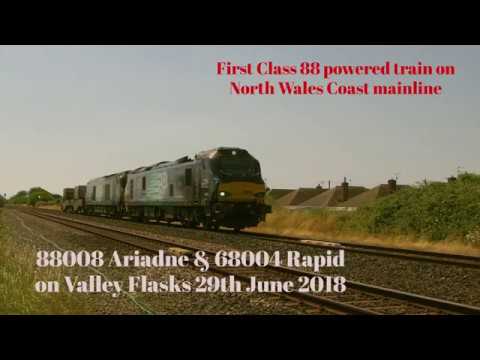 Prestatyn 29.6.2018 - DRS 88008 & 68004 on Valley flasks - First class 88 train