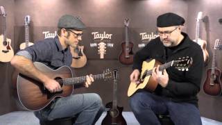 Andy Powers of Taylor Guitars James with Greg Koch in the Taylor Booth  •  NAMM 2016