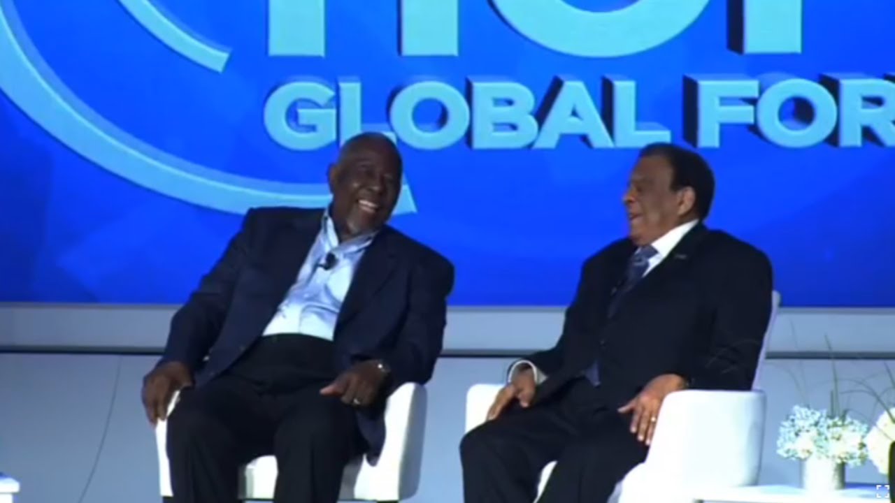 Hank Aaron and Andrew Young at the 2018 HOPE Global Forums