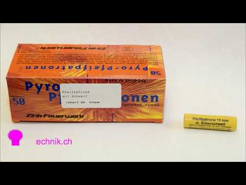 Pfeifpatrone mit Schweif von Zink 15mm im Feuertopf mit 7 Stk