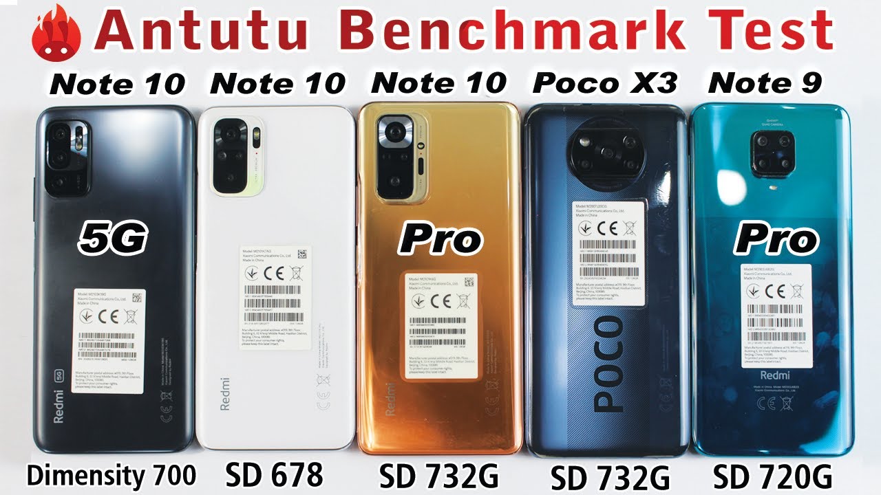 Redmi Note 10 5G vs Note 10 vs Note 10 Pro vs Poco X3 vs Note 9 Pro Antutu Benchmark Score Test 🔥
