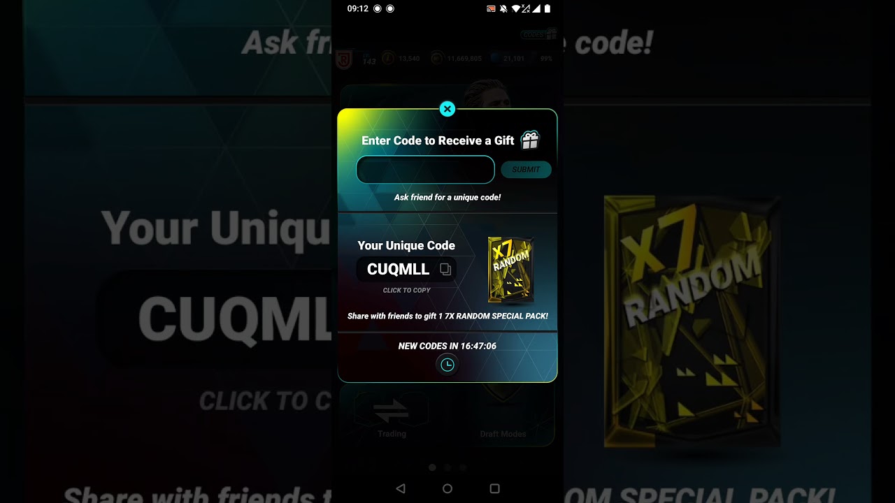 Madfut 26 free code x7 random special pack 14th April #madfut #madfut26 #game #gaming #code #helping