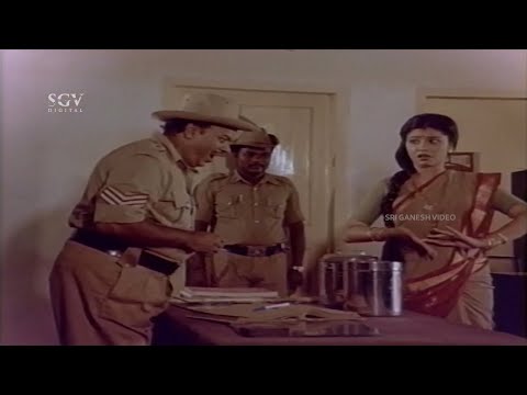 Mahalakshmi Gives Laddu To Whole Police Station To Eat | Padma Vyuha Kannada Movie Comedy Scene