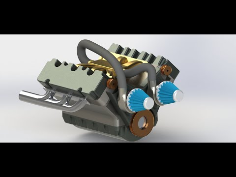 Solidworks twin turbo V6 Engine exploded view