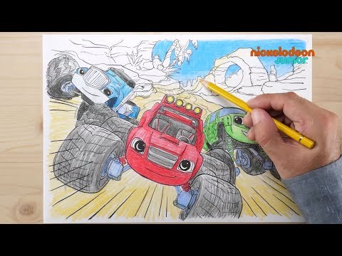1, 2, 3… Coloriage ! | Blaze et les Monster Machines | Course Endiablée | NICKELODEON JUNIOR