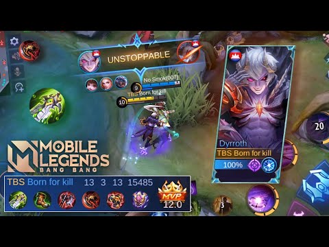 Unstoppable Monster Dyrroth with Hybrid Build!!! Dyrroth Gameplay - Mobile Legends