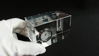 Crystal pen holder/table clock