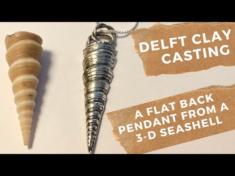 DELFT CLAY CASTING.  A FLAT BACK PENDANT FROM A 3D SEASHELL