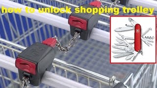 victorinox tricks-unlock shopping trolley.(subtitles)