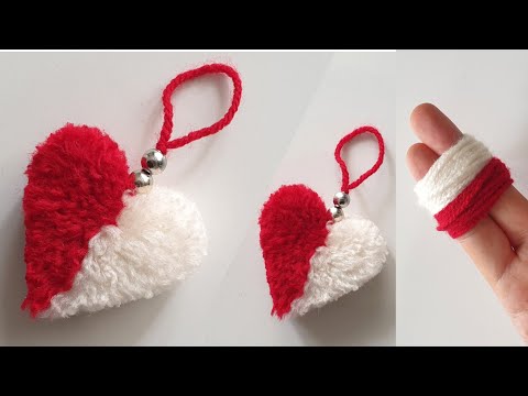 Easy Pom Pom Heart Making Idea with Fingers❤How to Make a Heart from String💯Beautiful And Easy🤍
