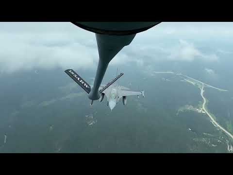 Iowa and South Dakota ANG F-16 perform flyovers marking 100 years of Air Refueling.