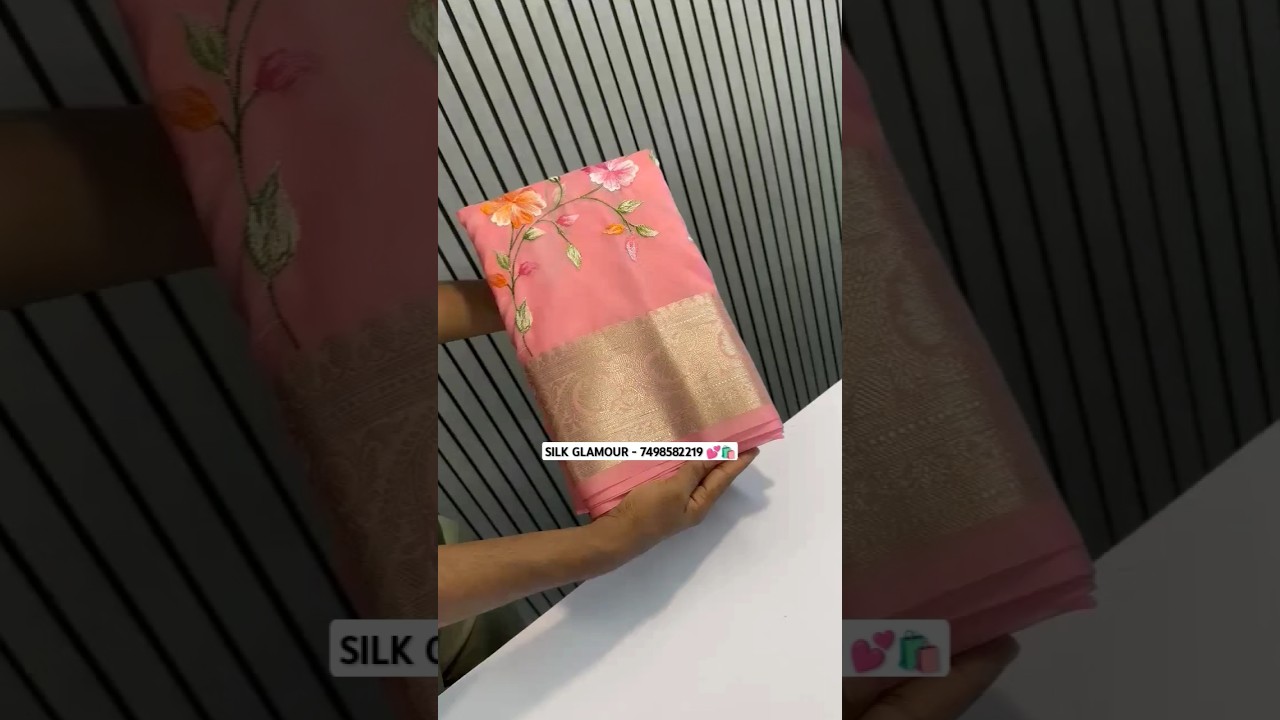 🛍️Beautiful light pink colour organza silk saree 💕#saree #fashion #wedding