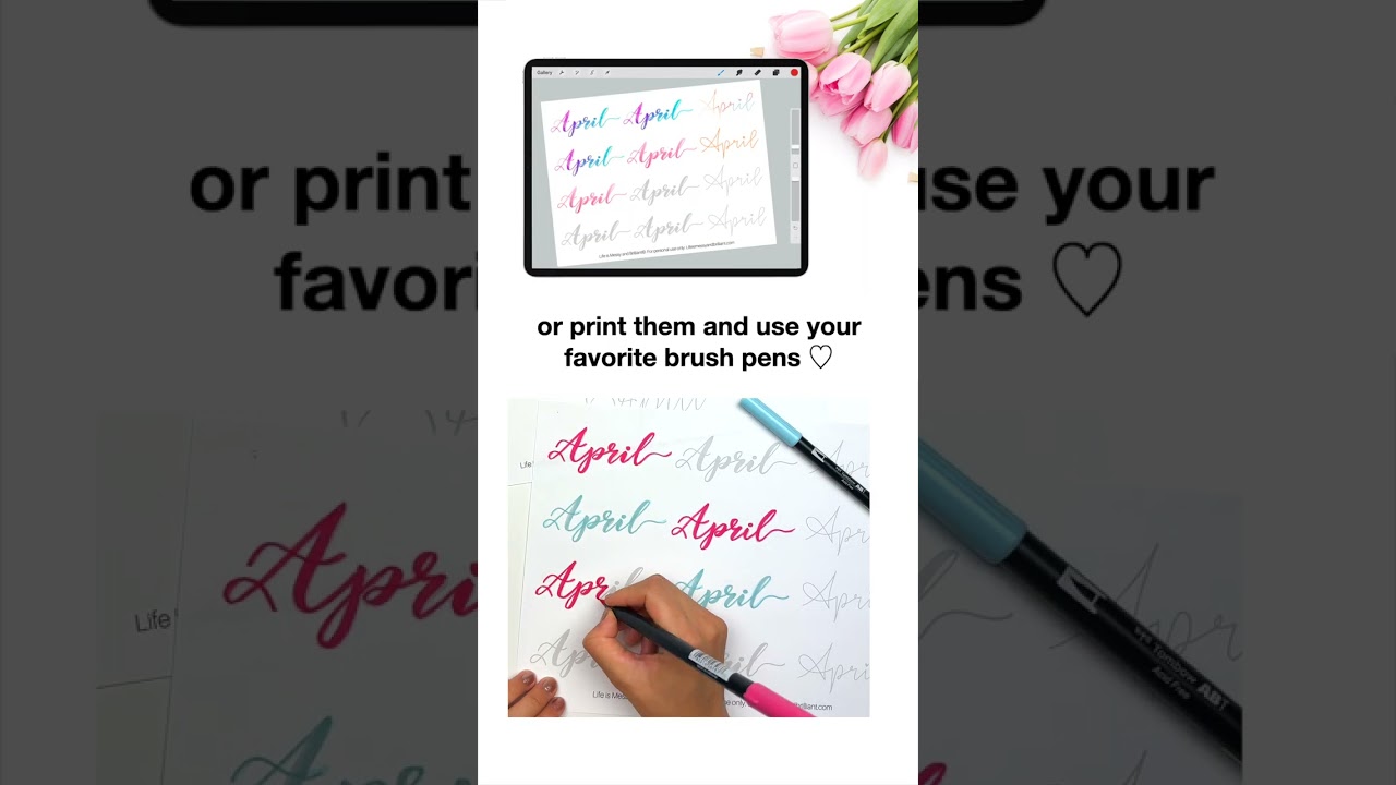 Check out my collection of FREE hand lettering worksheets for iPad and print! ♡