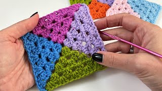 How To Crochet A Four Coloured Granny Square / Granny Square Crochet Tutorial