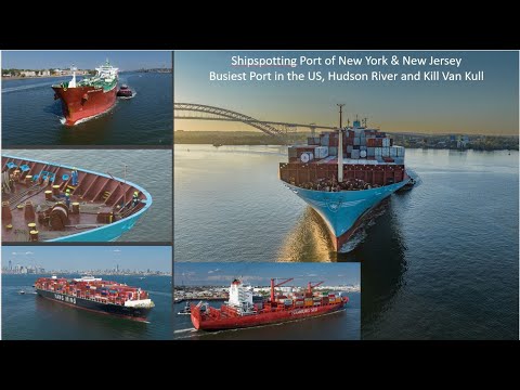 Sunrise Shipspotting in Port New York & New Jersey Hudson River Kill Van Kull 4K Drone