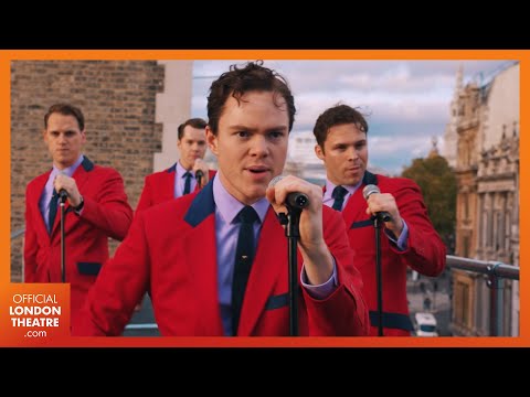 Jersey Boys perform The Four Seasons track Beggin' on the roof of the Trafalgar Theatre