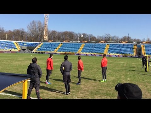 FC Rostov v Manchester United - Players Inspect Poor Playing Surface Ahead Of Europa League Match