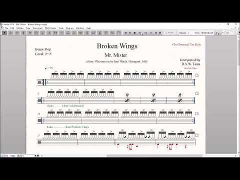 Drum Score World - Mr  Mister - Broken Wings (Sample)