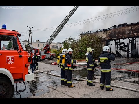 Głogów - Pożar magazynu ul. Folwarczna 12.10.2015