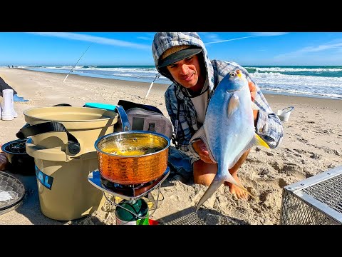 Cooking Fish for Lunch on the Beach and Pompano Fishing
