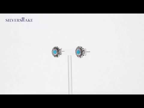 SILVERSHAKE Genuine Petite 3mm ArizonaTurquoise 925 Sterling Silver Southwest Inspired Stud Earrings