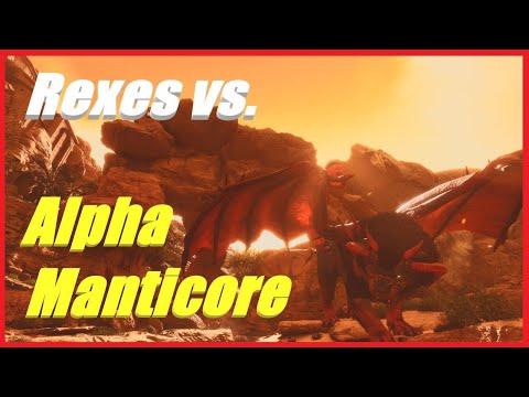Ark Survival Ascended: Alpha Manticore versus Rexes